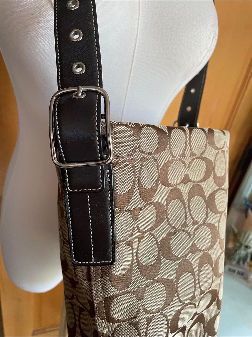 Coach Signature Canvas Hobo Bag in Brown/Tan 6076 - Picture 6 of 15